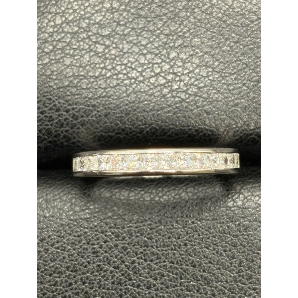 EUC Sterling Silver Princess Cut Channel Cubic Zirconia Ring Size 6.25 H4